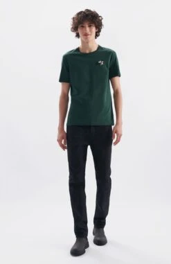 T Shirt Fleur Homme MARGA - En Vert Sapin - En Coton Biologique