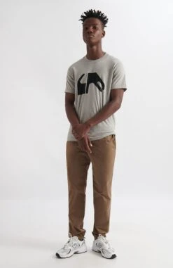 T Shirt Gris Chiné Imprimé Homme ESKUAK - En Coton Biologique Certifié Oeko-Tex