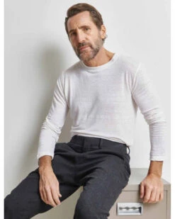 Tee-shirt Malin Blanc Manche Longue Léger Blanc En Lin - Fabriqué En France 6 Tee-shirt Malin Blanc Manche Longue Léger Blanc En Lin - Fabriqué En France -Clothing Discounts Store t shirt malinblancH