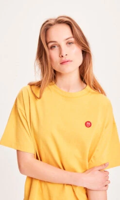 T-shirt Recyclé Femme REBORN VIOLET - En Jaune - En Coton Bio Et Polyester Recyclés -Clothing Discounts Store t shirt recycle reborn violet jaune zoom