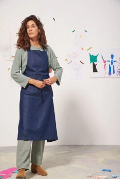 Tablier De Cuisine Femme BRANCHES - En Couleur Denim - En Lyocell