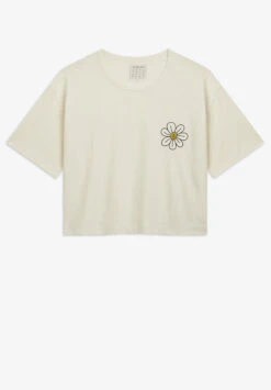 Tee-shirt Court Femme BLOOM - En Coton Bio - En Ecru