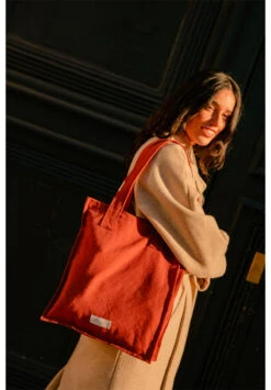 Tote Bag Zippé - En Plusieurs Coloris - En Coton Bio -Clothing Discounts Store tote bag zippe rouille3