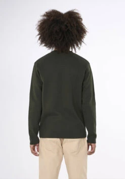 Tricot Col Rond CREW NECK - En Coton Bio - En Vert Forêt -Clothing Discounts Store tricot col rond vert1