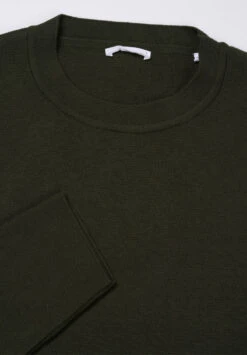 Tricot Col Rond CREW NECK - En Coton Bio - En Vert Forêt -Clothing Discounts Store tricot col rond vert2