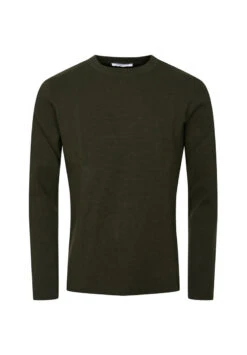 Tricot Col Rond CREW NECK - En Coton Bio - En Vert Forêt -Clothing Discounts Store tricot col rond vert21