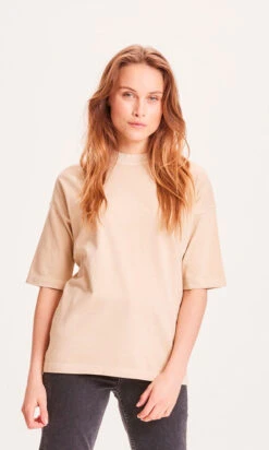 T Shirt En Coton Bio GOTS Femme NUANCE BY NATURE VIOLET - En Beige