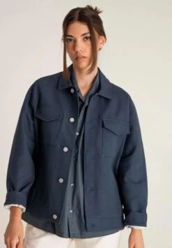 Veste PALMA - En Marine - En Lin Et En Coton