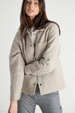 Veste Courte NOVARA - En Couleur Beige - En Laine