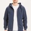 Veste Zippée Homme ELM - En Bleu Marine - En Coton Bio GOTS -Clothing Discounts Store veste zippee homme elm bleu marine