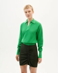 Thinking Mu Pull Col Polo Femme Sara - Vert - Coton Biologique -Clothing Discounts Store wkn00136 0