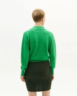Thinking Mu Pull Col Polo Femme Sara - Vert - Coton Biologique